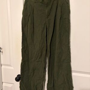 American Eagle Linen Olive Green Pants